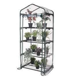 Serra da esterno verdelook con 4 ripiani in acciaio e telo in pvc 69x49x157 cm