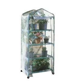 Serra da giardino verdemax "azalea" con 4 ripiani e ruote 70x50x164 cm