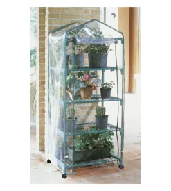 Serra da giardino verdemax "azalea" con 4 ripiani e ruote 70x50x164 cm