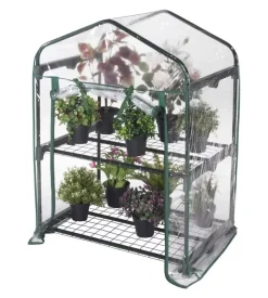 Serra rettangolare verdelook con 2 ripiani e telo trasparente 69x49x98 cm