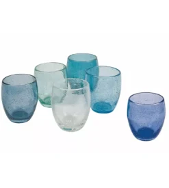 Servizio bicchieiri "acapulco" in vetro sfumature di blu, 6 pezzi