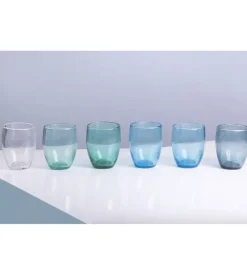 Servizio bicchieiri "acapulco" in vetro sfumature di blu, 6 pezzi