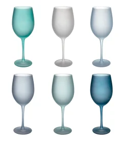 Servizio calici  "happy hour" in vetro sfumature di blu, 6 pezzi