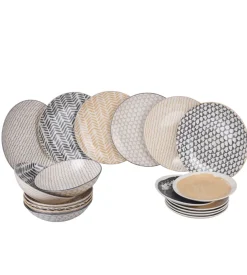 Servizio piatti villa d'este "soho" in porcellana, 18 pezzi