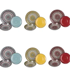 Servizio piatti villa d'este "maya" in porcellana, 18 pezzi