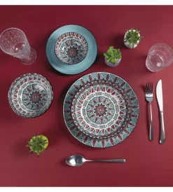 Servizio piatti villa d'este "maya" in porcellana, 18 pezzi