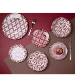 Servizio piatti villa d'este "kasbah" in porcellana, 18 pezzi