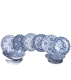 Servizio piatti villa d'este "paxos" in ceramica, 18 pezzi