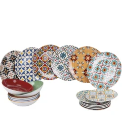 Servizio piatti villa d'este "valladolid" in porcellana, 18 pezzi