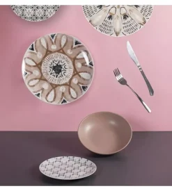 Servizio piatti villa d'este "bohemienne" in porcellana, 18 pezzi