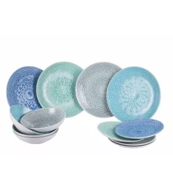 Servizio piatti villa d'este "luxor" in gres, 12 pezzi