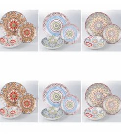 Servizio piatti villa d'este "casablanca" in porcellana, 18 pezzi