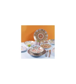 Servizio piatti villa d'este "casablanca" in porcellana, 18 pezzi