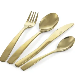 Servizio posate "madison" in acciaio finitura oro lucido, 24 pezzi