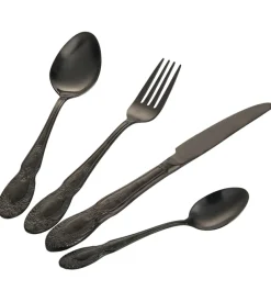 Servizio posate villa d'este in acciaio nero satinato, 24 pezzi