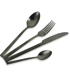 Servizio posate villa d'este "lexingt" in acciaio inox nero opaco, 24 pezzi