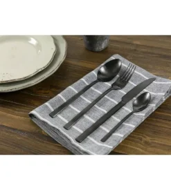 Servizio posate villa d'este "lexingt" in acciaio inox nero opaco, 24 pezzi