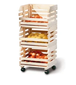 Set 3 cassette con ruote - pino massello finitura naturale