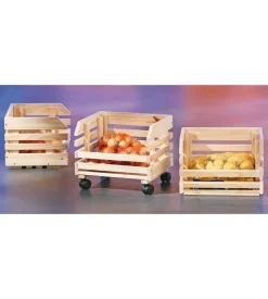 Set 3 cassette con ruote - pino massello finitura naturale