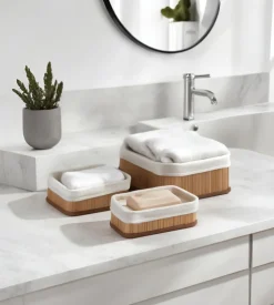 Set 3 cestini in bambù easy system naturale