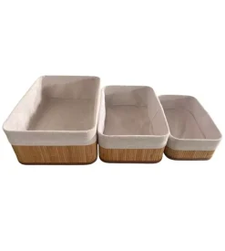 Set 3 cestini in bambù easy system naturale