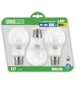 Set 3 lampadine led a goccia 9w, e27