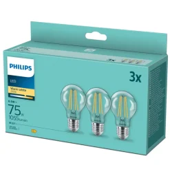 Set 3 lampadine led filament philips e27 1055lm