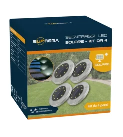 Set 4 luci solare segnapassi a led con sensore - 10 lumen - 1.2 v