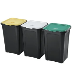 Set 3 pattumiere per raccolta differenziata in polipropilene