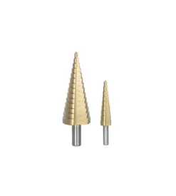 Set 2 punte a scalini ribimex "prfex2/b" in acciaio hss placcate in titanio 4 - 30 mm