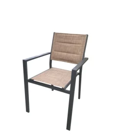 Set 6 sedie da esterno con braccioli riviera "azalea" impilabili, imbottite e impermeabili beige 56x55x85 cm