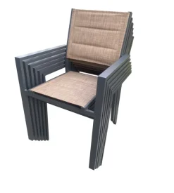 Set 6 sedie da esterno con braccioli riviera "azalea" impilabili, imbottite e impermeabili beige 56x55x85 cm