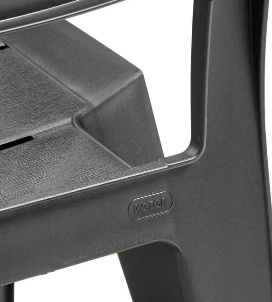 Set 6 sedie da esterno impilabili keter "julie" in polipropilene grafite effetto legno 61,5x58,5x79 cm