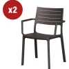 Set 2 sedie da esterno keter "metaline" in polipropilene effetto metallo bronzo 60x53x81 cm
