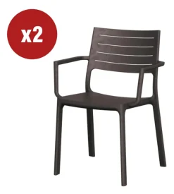Set 2 sedie da esterno keter "metaline" in polipropilene effetto metallo bronzo 60x53x81 cm
