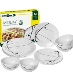 Set 12 stoviglie da campeggio brunner "serenade" in melamina antiscivolo