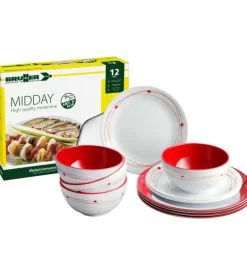 Set 12 stoviglie da campeggio brunner "cosmic" in melamina antiscivolo