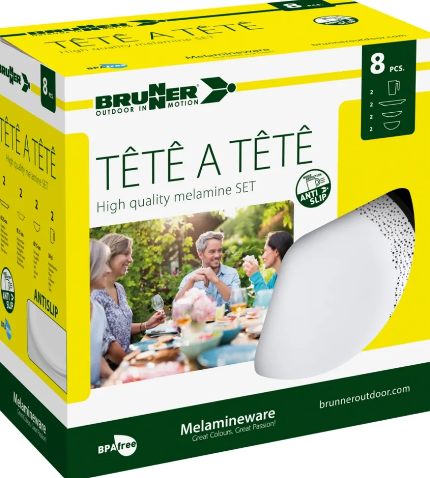 Set 8 stoviglie da campeggio brunner "pralin" in melamina antiscivolo
