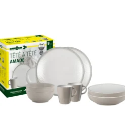 Set 8 stoviglie da campeggio brunner "amadè" in stone touch antiscivolo