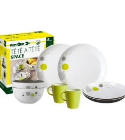 Set 8 stoviglie da campeggio brunner "space" in melamina antiscivolo