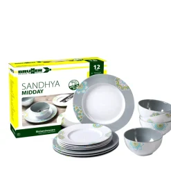Set 12 stoviglie da campeggio brunner "sandhya" in melamina antiscivolo
