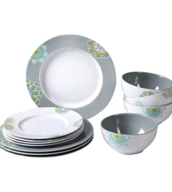 Set 12 stoviglie da campeggio brunner "sandhya" in melamina antiscivolo