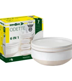 Set 7 stoviglie da campeggio brunner "odette" in stone touch antiscivolo