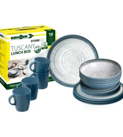 Set 16 stoviglie da campeggio brunner "tuscany" in stone touch antiscivolo