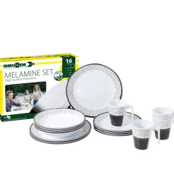 Set 16 stoviglie da campeggio brunner "pralin" in melamina antiscivolo