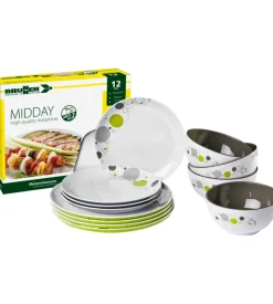 Set 12 stoviglie da campeggio brunner "space" in melamina antiscivolo