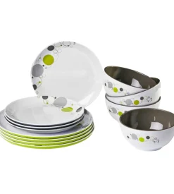 Set 12 stoviglie da campeggio brunner "space" in melamina antiscivolo