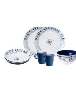 Set 8 stoviglie da campeggio brunner "blue ocean" in melamina antiscivolo