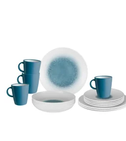 Set 16 stoviglie da campeggio brunner "meteore azur" in stone touch antiscivolo