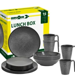Set 16 stoviglie da campeggio brunner "cottery" in melamina antiscivolo